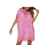 KameyouForever Women's Swims Cover-Ups Beachwear Women One Piece Sarongs Sexy Hollow Out Beach Dresses Swimwear Bikini Swimsuit Bathing Suit (One Size,A Pink)