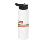 KAMI Retro Personalized First Name Vintage Stripes Stainless Steel Insulated Water Bottle