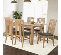 kamiah small wooden extending dining table with 6 chairs in oak