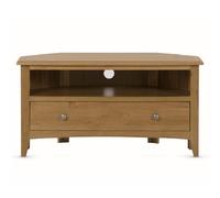 kamiah wooden corner tv stand with 1 drawer in oak