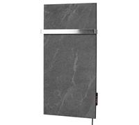 Kamin 500W Ceramic Wall Mounted Panel Heater - Slim Far Efficient Infrared Heater Indoor with Thermostat and Towel Holder - Low Energy Electric Wall Heaters for Home, IP44 (Black, 1 towel rail)