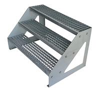 Kaminbau Mierzwa Premium Steel Stairs Freestanding Completely Galvanised 3 Steps (Width 800 mm) (Height 570 mm) Weatherproof Grate Step Garden Stairs Patio Stairs