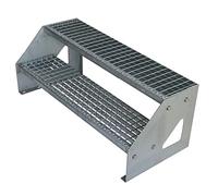 Kaminbau Mierzwa Premium Steel Stairs Freestanding Galvanised 2 Steps (Width 100 cm) (Height 38 cm) Weatherproof Grate Step Garden Stairs