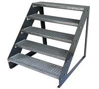 Kaminbau Mierzwa Premium Steel Stairs Freestanding Galvanised & Anthracite Powder Coated 5 Steps (Width 1200 mm) (Height 950 mm) Weatherproof Grate Step Garden Stairs Patio Stairs