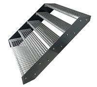 Kaminbau Mierzwa Premium Steel Stairs Galvanised and Anthracite Powder Coated 5 Steps (width 80 cm) (height 95 cm) Weatherproof Grate Step Garden Stairs