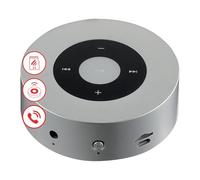 KAMINIO Crackling Speaker MORITZ - Powerful Soundbox with Fireplace Sounds, Bluetooth, AUX, Microphone, Battery - Silver