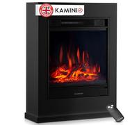 KAMINIO Electric Fireplace KALLE - Electrical Stove with Heater, 3D Flame Effect, Remote Control (Black)