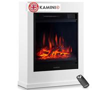KAMINIO Electric Fireplace KALLE - Electrical Stove with Heater, 3D Flame Effect, Remote Control (White)