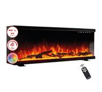 KAMINIO Electric Fireplace LEA - Electric 3-in-1 Fireplace with Panoramic View, Heater, 3D Flame Effect, 12 Flame Colors, Remote Control