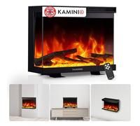 KAMINIO Electric Fireplace LEA - Electric 3-in-1 Fireplace with Panoramic View, Heater, 3D Flame Effect, 12 Flame Colors, Remote Control (30 inch)