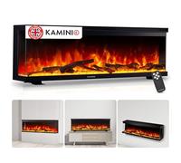 KAMINIO Electric Fireplace LEA - Electric 3-in-1 Fireplace with Panoramic View, Heater, 3D Flame Effect, 12 Flame Colors, Remote Control (60 inch)