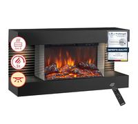 KAMINIO Electric Fireplace Liz - Electric Wall Fireplace with Heater, 3D Flame Effect, LED ambient light, Remote Control (Black)