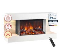 KAMINIO Electric Fireplace LIZ - Wall-Mounted Fireplace with Heater, 3D Flame Effect, LED ambient light, Remote Control - White (without pipe)