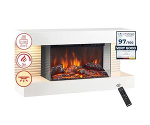 KAMINIO Electric Fireplace LIZ - Wall-Mounted Fireplace with Heater, 3D Flame Effect, LED ambient light, Remote Control - White (without pipe)