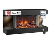 KAMINIO Electric Fireplace LIZ - Wall-Mounted Fireplace with Heater, 3D Flame Effect, LED Mood Light, Remote Control (Black)