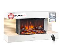 KAMINIO Electric Fireplace LIZ - Wall-Mounted Fireplace with Heater, 3D Flame Effect, LED Mood Light, Remote Control (White)