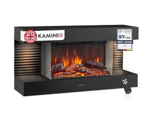 KAMINIO Electric Fireplace LIZ - Wall-Mounted Fireplace with Heater, 3D Flame Effect, LED Mood Light, Remote Control (Black)