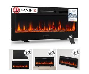 KAMINIO Electric Fireplace MARLON - Electric 3-in-1 Fireplace with Heater, 3D Flame Effect, 12 Flame Colors, Remote Control (42 inch)