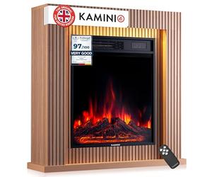 KAMINIO Electric Fireplace MATTI - Freestanding 32 inch Fireplace with Heater, 3D Flame Effect, LED Mood Light, Remote Control (Panel)