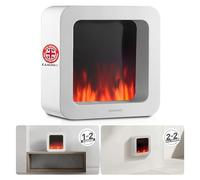 KAMINIO Electric Table Fire MIA - Decorative Electrical fireplace with 3D flame effect, long-lasting battery for Portable Use (White, 10"/25cm)