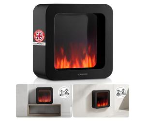 KAMINIO Electric Table Fire MIA - Decorative Electrical fireplace with 3D flame effect, long-lasting battery for Portable Use (Black, 16"/40cm)