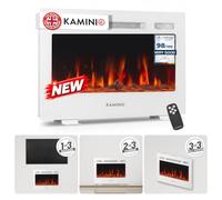 KAMINIO® Marlon PRO 24 Electric fire with heater and flame effect | 3-in-1 wall mounted, inset or free standing electric fire with 12 LED colours, thermostat, timer & remote control, white