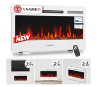 KAMINIO® Marlon PRO 30 Electric fire with heater and flame effect | 3-in-1 wall mounted, inset or free standing electric fire with 12 LED colours, thermostat, timer & remote control, white
