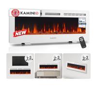 KAMINIO® Marlon PRO 60 Electric fire with heater and flame effect | 3-in-1 wall mounted, inset or free standing electric fire with 12 LED colours, thermostat, timer & remote control, white