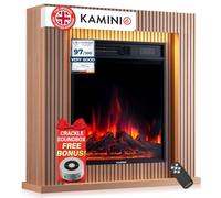 KAMINIO® Matti MODERN 32 Panel Electric fire and surround with heater | Free standing electric fireplace with mantel, 3D flame effect, LED ambient light, timer, thermostat & remote control