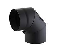 Kamino-Flam 90° Elbow Pipe Ø 150 mm, Steel Stove Pipe Elbow with Door, Elbow Chimney Pipe with Heat Resistant Senotherm Coating, Single Wall Flue Elbow with Door EN 1856-2 Standard, Black