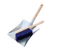 Kamino-Flam Galvanised Metal Dustpan Set, Traditional Hearth Fireside Ash Shovel and Brush Set, Dustpan and Brush with Looped Beech Wood Handle, Fireplace Companion Set, Heat Resistant up to 100°C