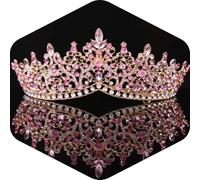Kamirola Crystal Tiaras and Crowns for Women, Bride Royal Queen Headband Princess Crowns for Birthday Prom Pageant Party, Silver Blue, copper & zircon, Cubic Zirconia