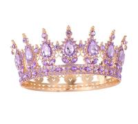 Kamirola -Full Round Queen Crowns Rhinestone Wedding Crowns and Tiaras for Women Costume Party Hair Accessories Princess Birthday Crystal Bridal Crowns for Prom Birthday Costume Party TR 71, M, Copper