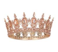 Kamirola Full Round Queen Rhinestone Wedding Tiaras for Women Costume Party Hair Accessories Princess Birthday Crowns Crystal Bridal Crowns for Prom Birthday Costume Party TR 71, M - Champagne