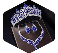 Kamirola Tiaras and Crowns for Women,Tiaras Earrings Necklace, Crystal Bridal Jewelry Set, Costume Party Halloween Prom Pageant Jewelry for Women TR80, M, Copper Alloy, Crystal
