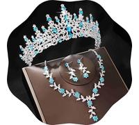 Kamirola Tiaras and Crowns for Women,Tiaras Earrings Necklace, Crystal Bridal Jewelry Set (TR48), M, Alloy Steel, Crystal