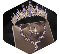 Kamirola Tiaras and Crowns for Women,Tiaras Earrings Necklace, Crystal Bridal Jewelry Set (TR48), M, Alloy Steel, Crystal