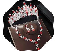 Kamirola Tiaras and Crowns for Women,Tiaras Earrings Necklace, Crystal Bridal Jewelry Set (TR48), Medium, Alloy Steel, Crystal