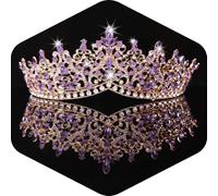 Kamirola Wedding Crystal Tiaras and Crowns for Women, Bride Royal Queen Headband Princess Quinceanera Headpieces for Birthday Prom Pageant Party, Silver Purple, copper & zircon, Cubic Zirconia