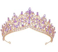 Kamirola Wedding Crystal Tiaras and Crowns for Women, Bride Royal Queen Headband Princess Quinceanera Headpieces for Birthday Prom Pageant Party, Gold Purple, copper & zircon, Cubic Zirconia
