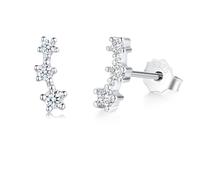 Kamise 925 Sterling Silver 925 Sterling Silver Stud Earrings Circle Wing Star Earrings Women's Small Hypoallergenic Earrings with Cubic Zirconia Slap Piercing Stud Earrings Women's Jewellery with