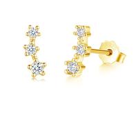 Kamise 925 Sterling Silver 925 Sterling Silver Stud Earrings Circle Wing Star Earrings Women's Small Hypoallergenic Earrings with Cubic Zirconia Slap Piercing Stud Earrings Women's Jewellery with