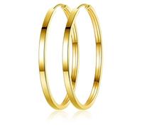 Kamise Hoop Earrings for Women, 925 Sterling Silver Round Pierced Earrings, Hypoallergenic Big Circle 40/50/60mm Earring Set, 3 Pairs Silver Large Hoop Earrings Set, Lightweight Earrings with Gift Box