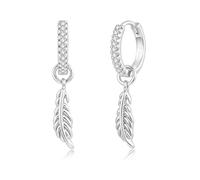 Kamise Silver Hoop Earrings Women Girls, 925 Sterling Silver Drop Earrings | with Feather/Peace Dove/Devil's Eye Pendant, Hypoallergenic Earring with Zirkonia Ladies, Neutral Cool Dangle Earring Hoops