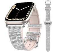 Kamita Bling Straps Compatible with Apple Watch Bands 38mm 40mm 41mm, Soft Glitter Silicone Strap Sparkling Crystal Women Bracelet Replacement Band for iWatch Series 9 8 7 6 5 SE (2023/2022) - Silver