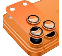 Kamita Camera Lens Protector for iPhone 17 Pro Max [Phone Case Friendly], Metal Camera Protection Cover with Tempered Glass Film, HD Full Coverage Lens Screen Protectors for iPhone 17Pro Max (Orange)