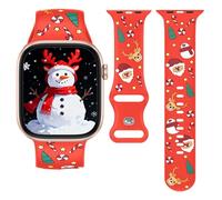 Kamita Christmas Watchband for Apple Watch Straps 49mm 46mm 45mm 44mm | Soft Silicone Wristbands Replacement Strap for Boys Girls, Cartoon Xmas Bands for iWatch Series 11 10 9 Ultra (Red)