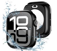 Kamita Waterproof Case Compatible with Apple Watch 11/Watch 10 46mm, Hard PC Bumper Cases with 9H Tempered Glass Screen Protector Film, Full Coverage Protective Cover for iWatch11/iWatch10 46 (Black)