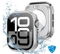 Kamita Waterproof Case Compatible with Apple Watch Series 11/Series 10 42mm, Hard PC Bumper Cases with Tempered Glass Screen Protector, All-Round Protective Cover for iWatch 11/iWatch 10 42 (Silver)