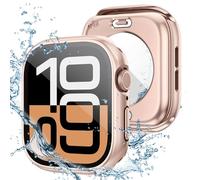 Kamita Waterproof Case Compatible with Apple Watch Series 11/Series 10 42mm, Hard PC Bumper Cases with Tempered Glass Screen Protector, All-Round Protective Cover for iWatch 11/iWatch 10 (Rosegold)